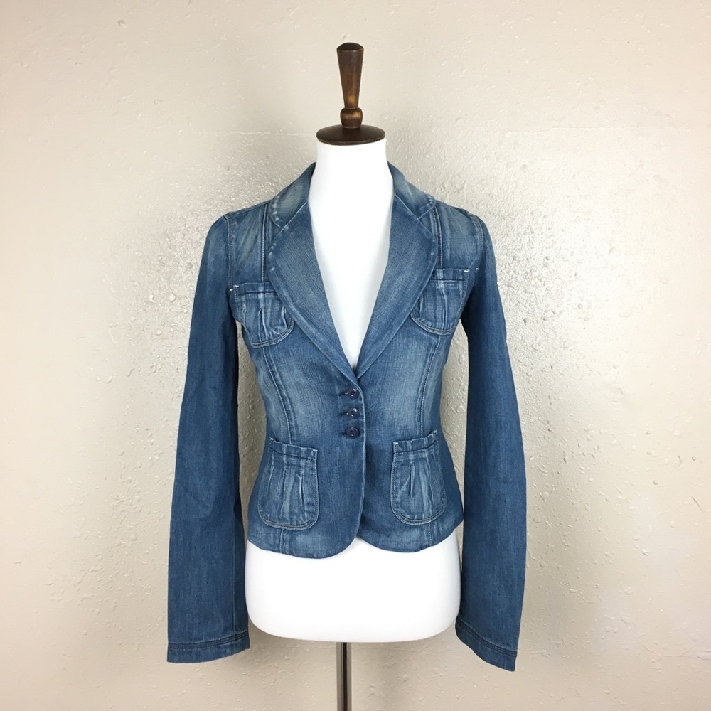 7 For All Mankind XS Denim Blazer Made in USA